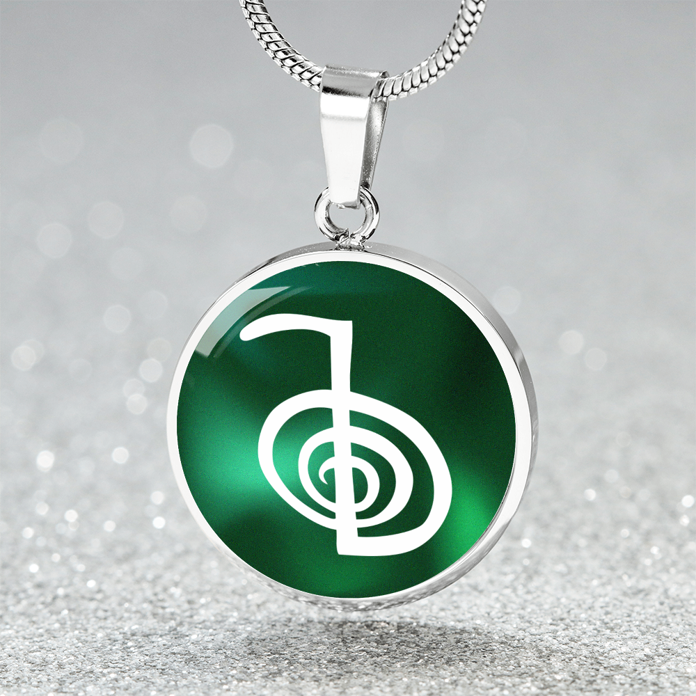 Reiki Symbol Pendant Green / Reiki Cho Ku Rei Pendant