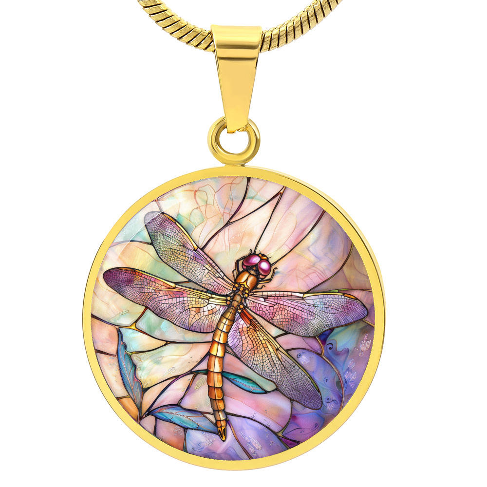 Dragon Fly Stained Glass Effect Pendant | Dragonfly Necklace