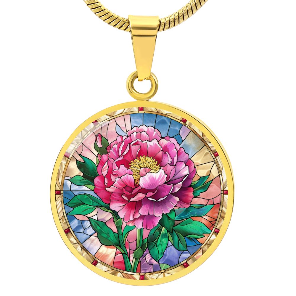 Carnation Flower Faux Stained Glass Pendant