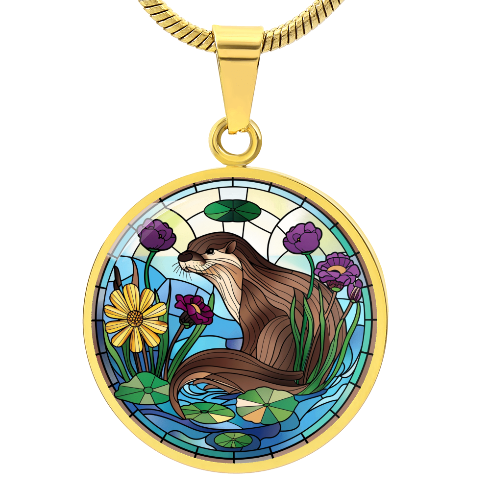 Otter Faux Stained Glass Pendant