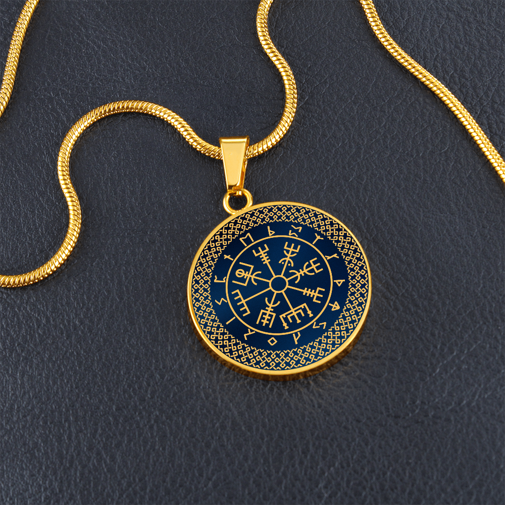 Vegvisir Pendant Personalised | Wayfinder Viking Compass Necklace | Norse Runes Necklace | Nordic Pagan Protection Amulet