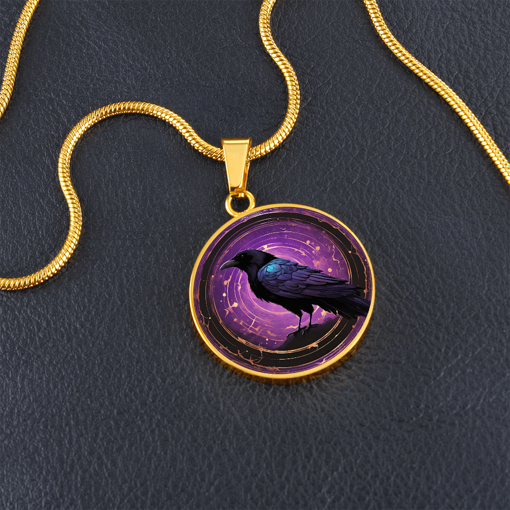 Purple Raven Pendant | Black Bird Jewelry  | Crow Necklace | Spooky Symbolic Gift | Gifts for Her | Goth Necklace