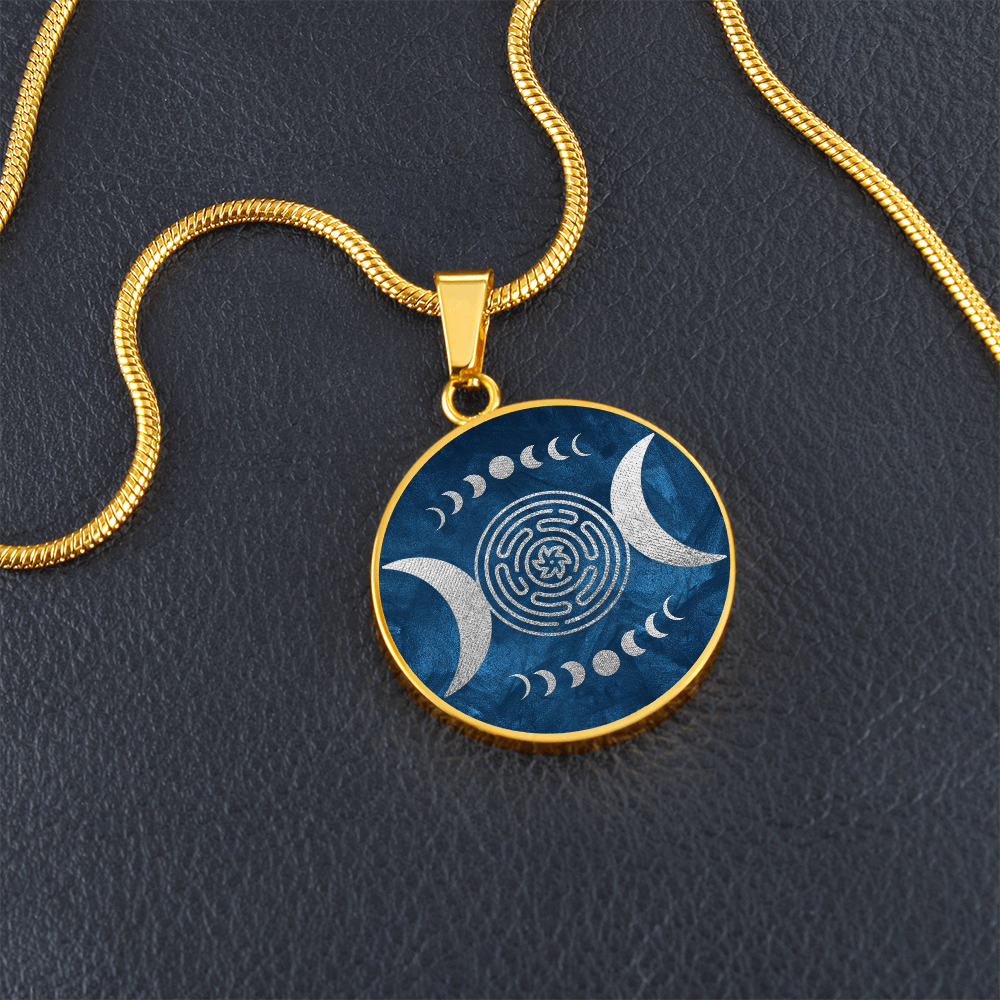 Hekates Magic Necklace, Hekate Pendant, Wheel of Hekate with Triple Moon