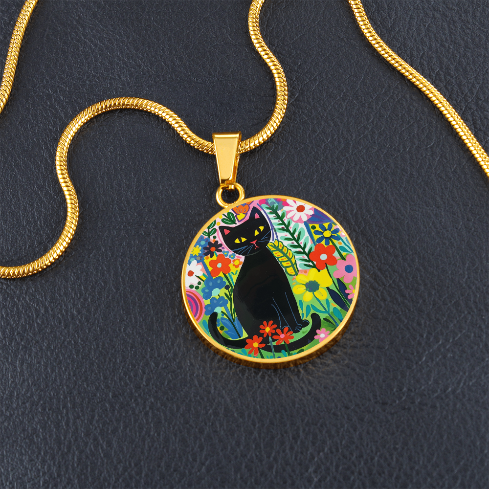 Art Nouveau Black Cat Pendant Necklace | Lovely Cat Jewelry | Cat Lover Gift | Kitty Jewelry