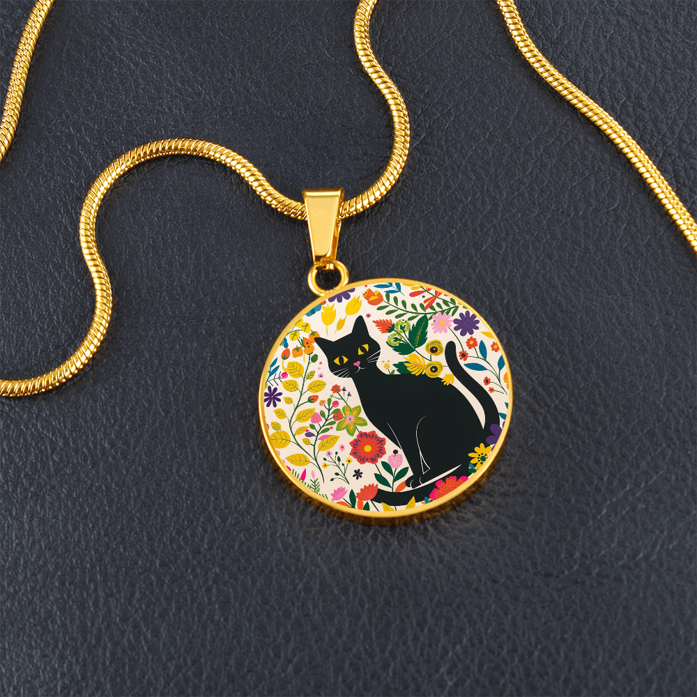 Art Nouveau Black Cat Pendant Necklace | Lovely Cat Jewelry | Cat Lover Gift | Kitty Jewelry