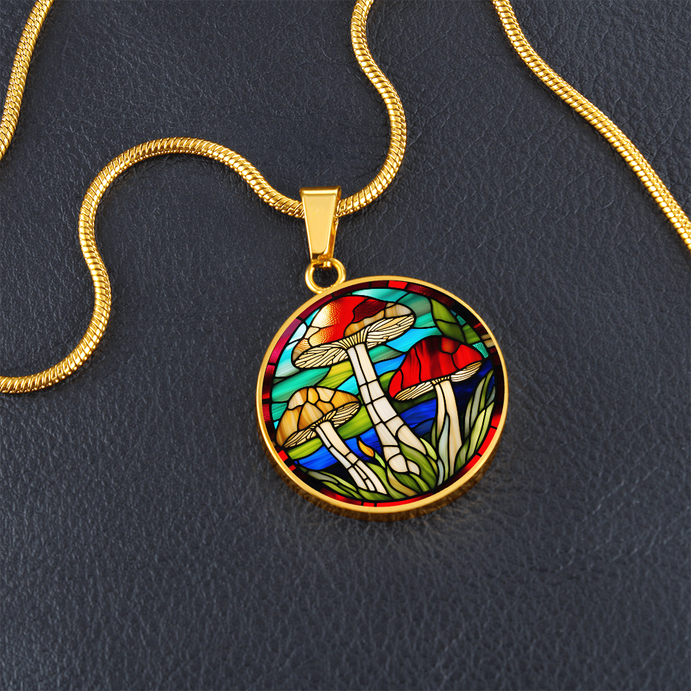 Mushroom Pendant Stained Glass Art Effect