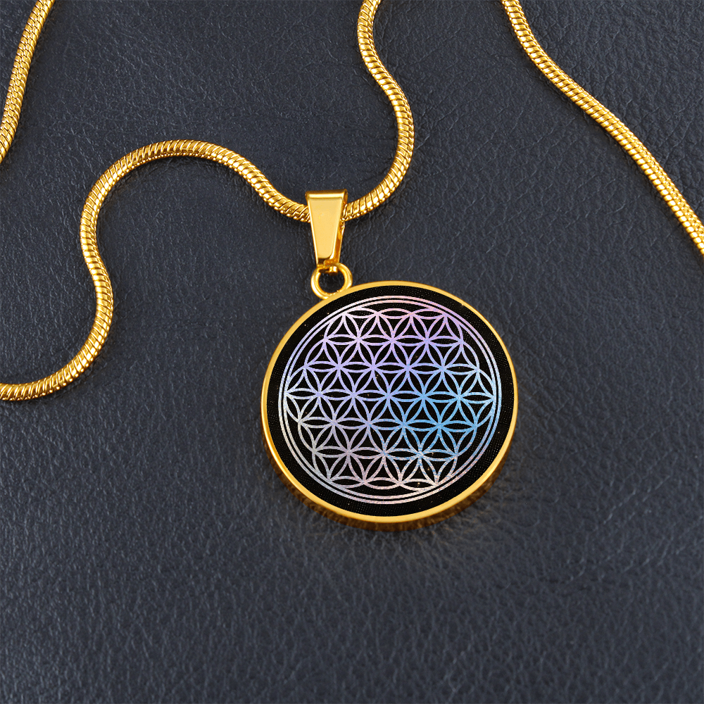 Flower of Life Holographic Art Necklace | Sacred Geometry Jewelry