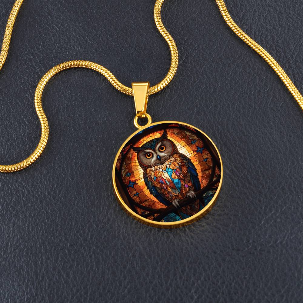 Owl Faux Stained Glass Pendant | Owl Necklace | | Owl Lover Gift