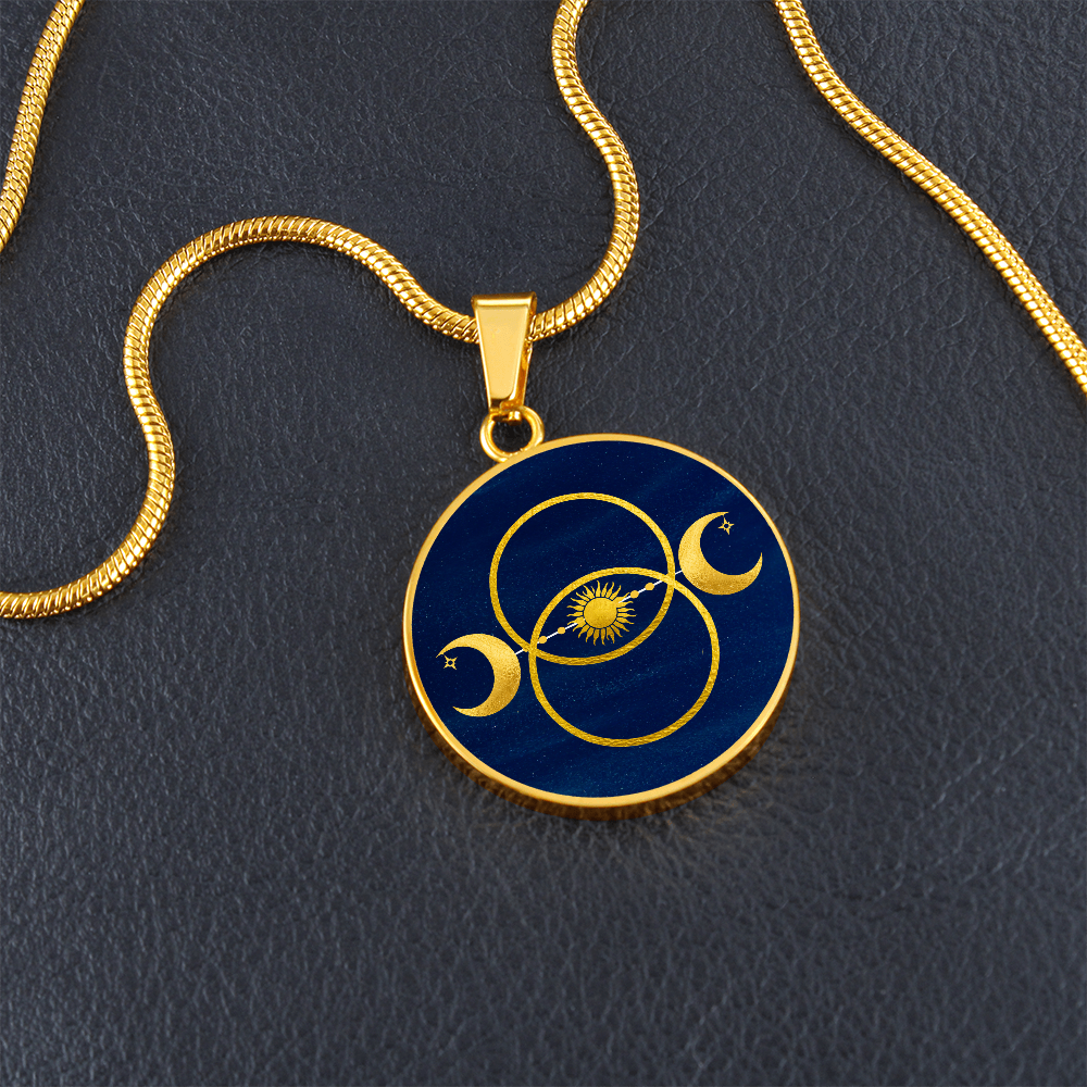Triple Moon Sun Vesica  Pisces Pendant