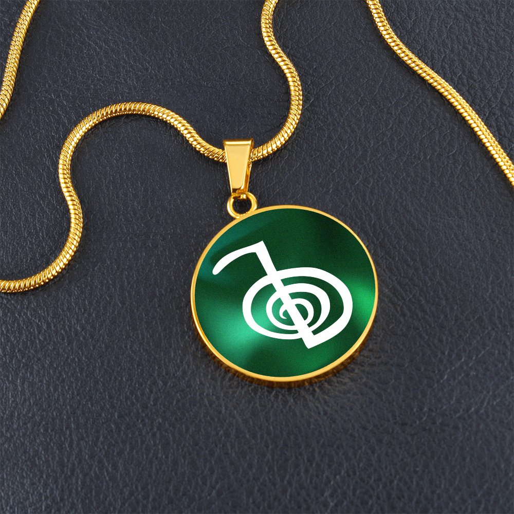 Reiki Symbol Pendant Green / Reiki Cho Ku Rei Pendant