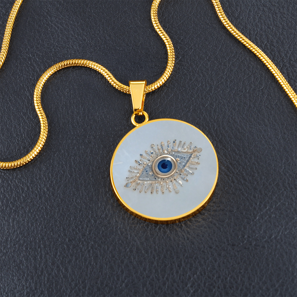 Good Luck Charm Eye Necklace | Turkish Evil Eye Charm Pendant | Evil Eye Pendant Chain | Faux Pave Diamond Look