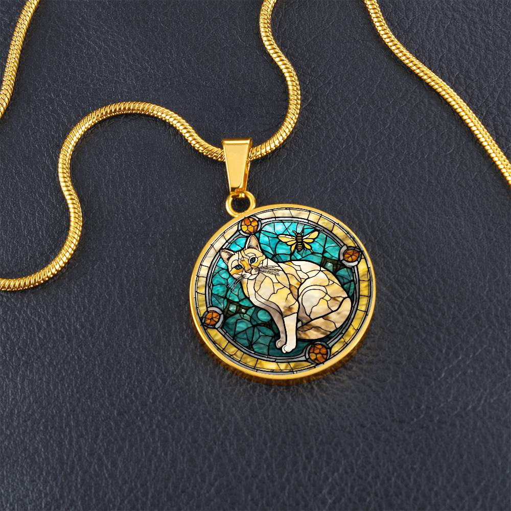 Stained Glass Personalized Pendant Necklace | Animal Lover Gift | Cat Mom Birthday Present | Jewelry For Pet Loss