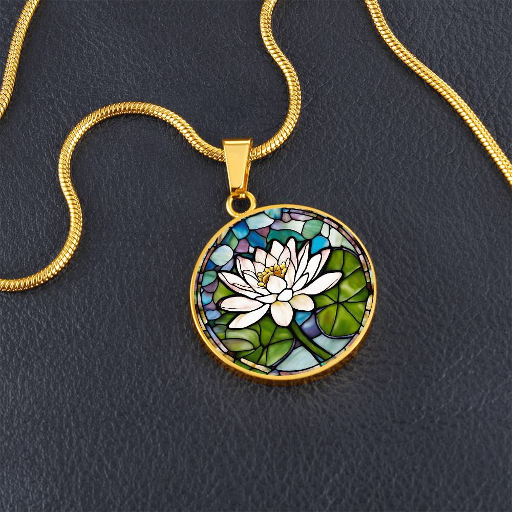 Birth Month Flower Necklace | Lily of the Valley Birth Flower Necklace | May Birth Flower Necklace | Stained Glass Personalized Pendant Necklace