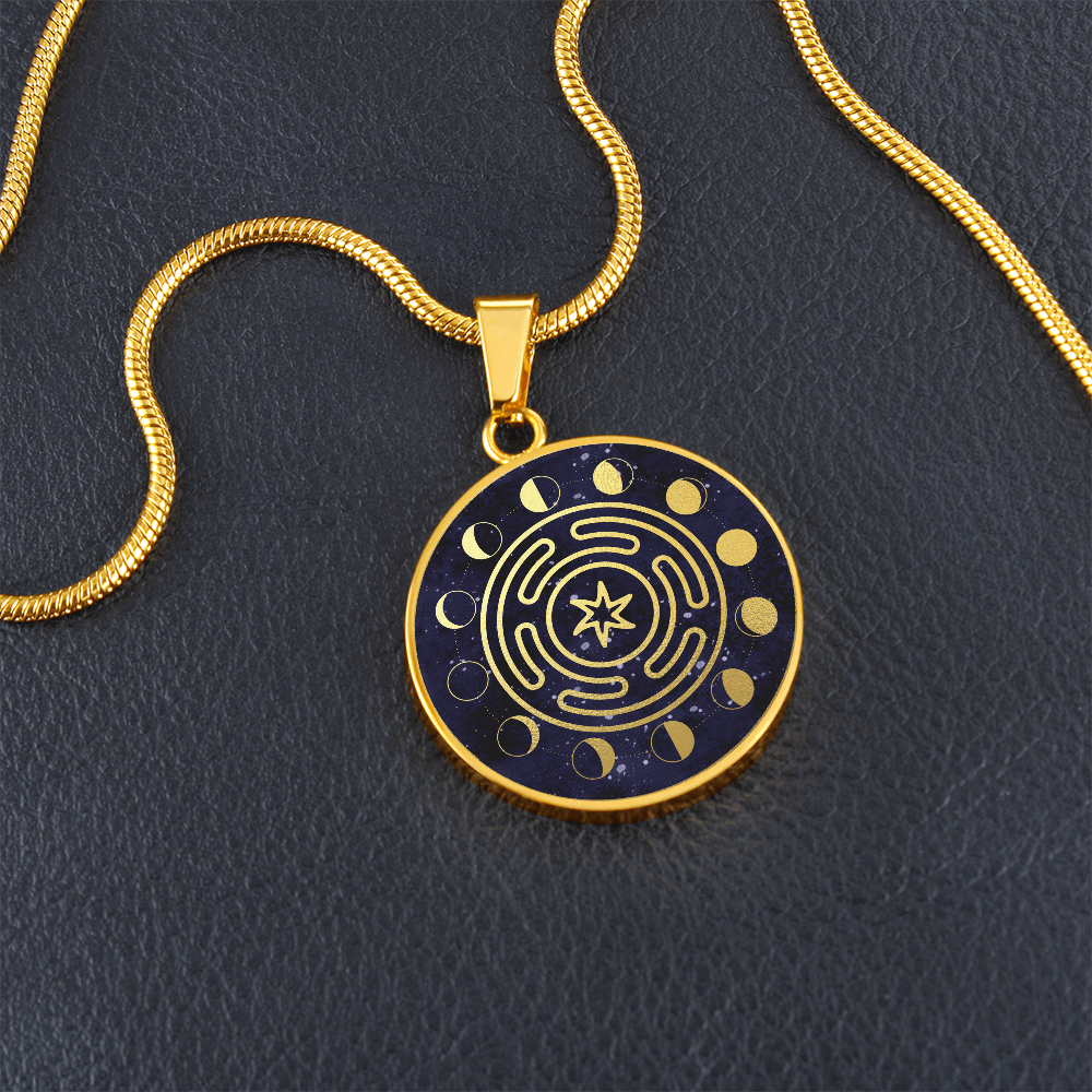 Hekate Magic Strophalos Necklace | Hekate Moon Phase Pendant
