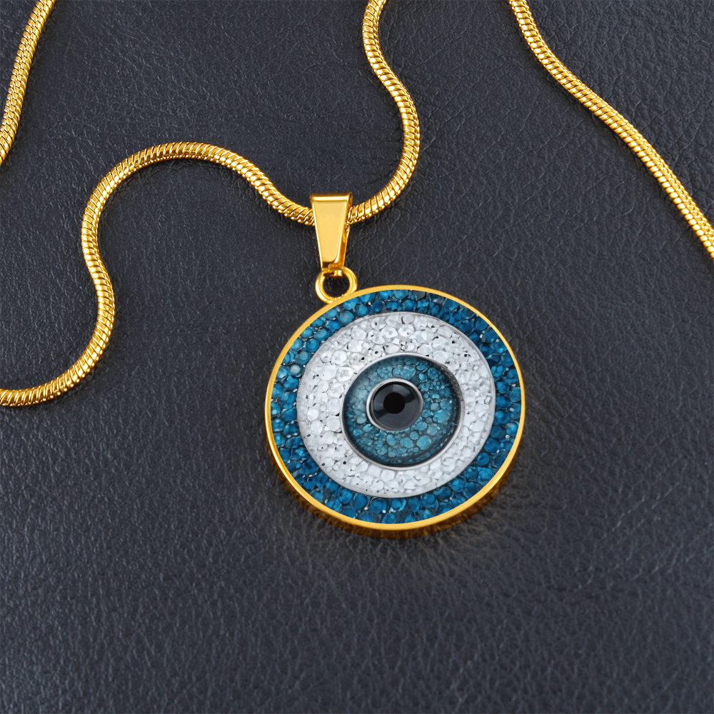 Turkish Evil Eye Charm Pendant | Protection Jewelry | Good Luck Charm Eye Necklace | Evil Eye Pendant Chain | Faux Pave Diamond Look