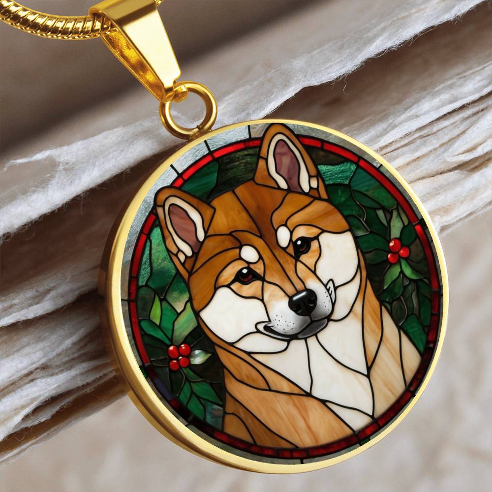 Stained Glass Shibu Inu Pendant | Animal Lover Gift | Shibu Inu Mom | Jewelry For Pet Loss