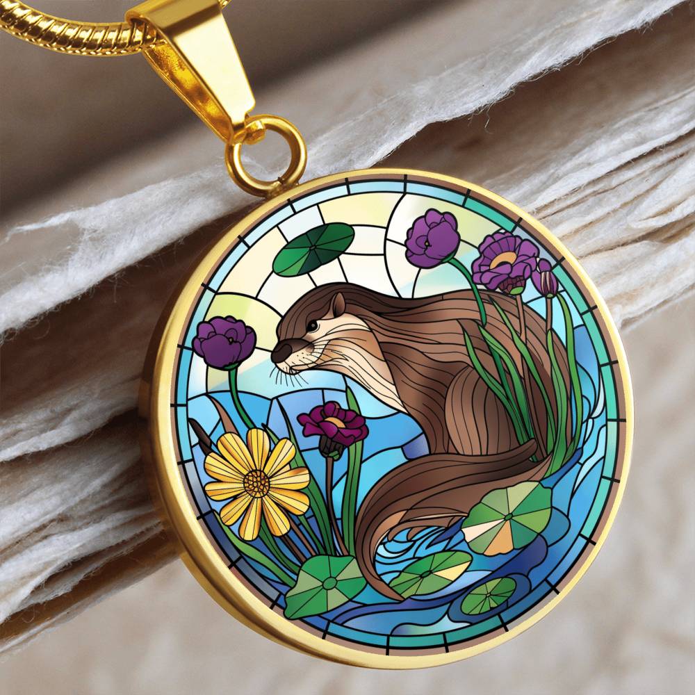 Otter Faux Stained Glass Pendant
