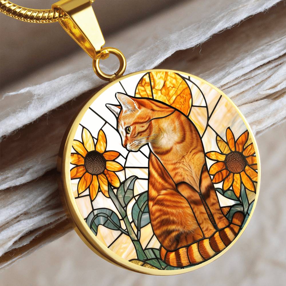 Ginger Cat Faux Stained Glass Necklace | Ginger Cat Pendant