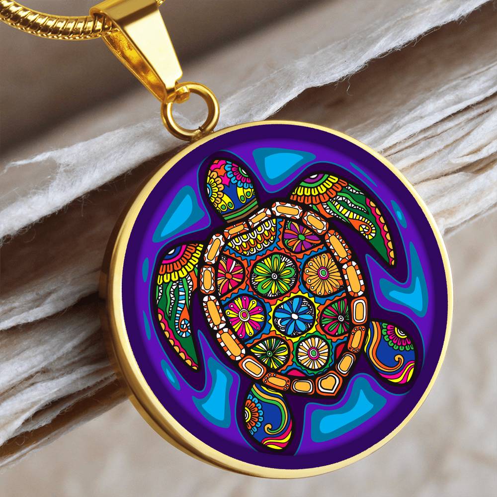 Turtle Lover Necklace | Tribal Art Turtle Pendant