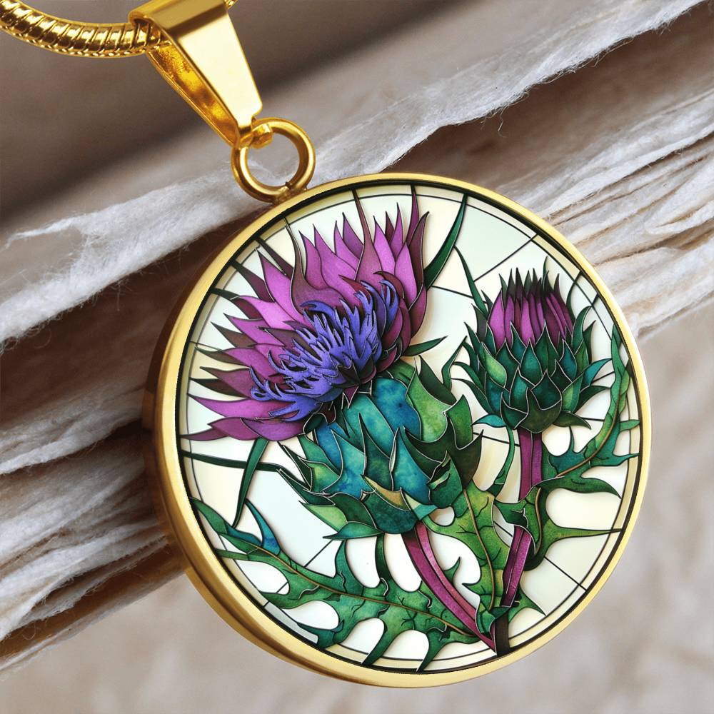 Scottish Thistle Pendant | Faux Paper Scottish Thistle Art