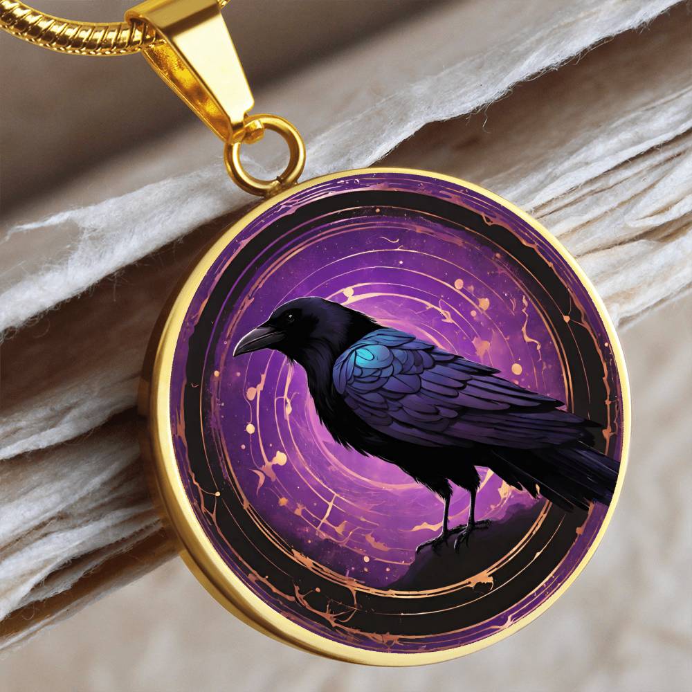 Purple Raven Pendant | Black Bird Jewelry  | Crow Necklace | Spooky Symbolic Gift | Gifts for Her | Goth Necklace