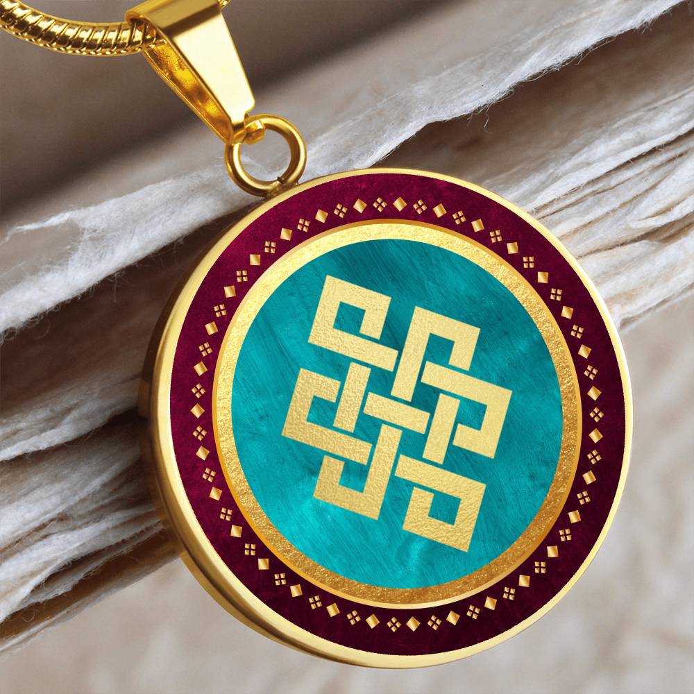Endless Knot Pendant Necklace Red