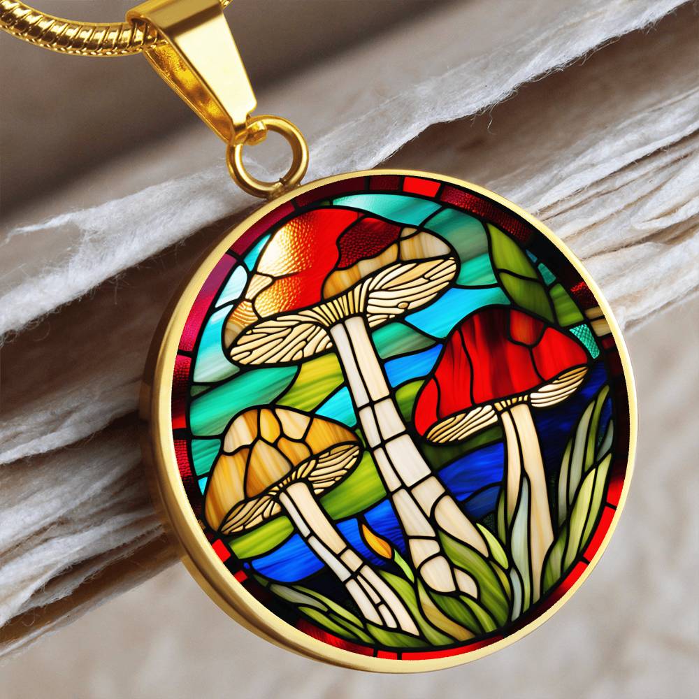 Mushroom Pendant Stained Glass Art Effect