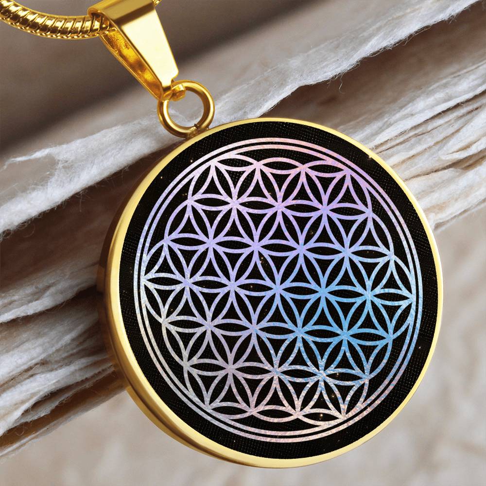 Flower of Life Holographic Art Necklace | Sacred Geometry Jewelry