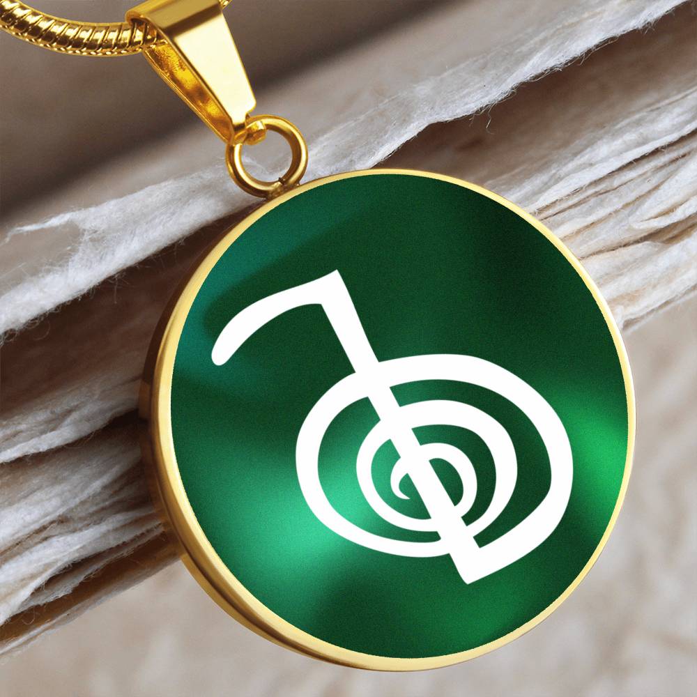 Reiki Symbol Pendant Green / Reiki Cho Ku Rei Pendant