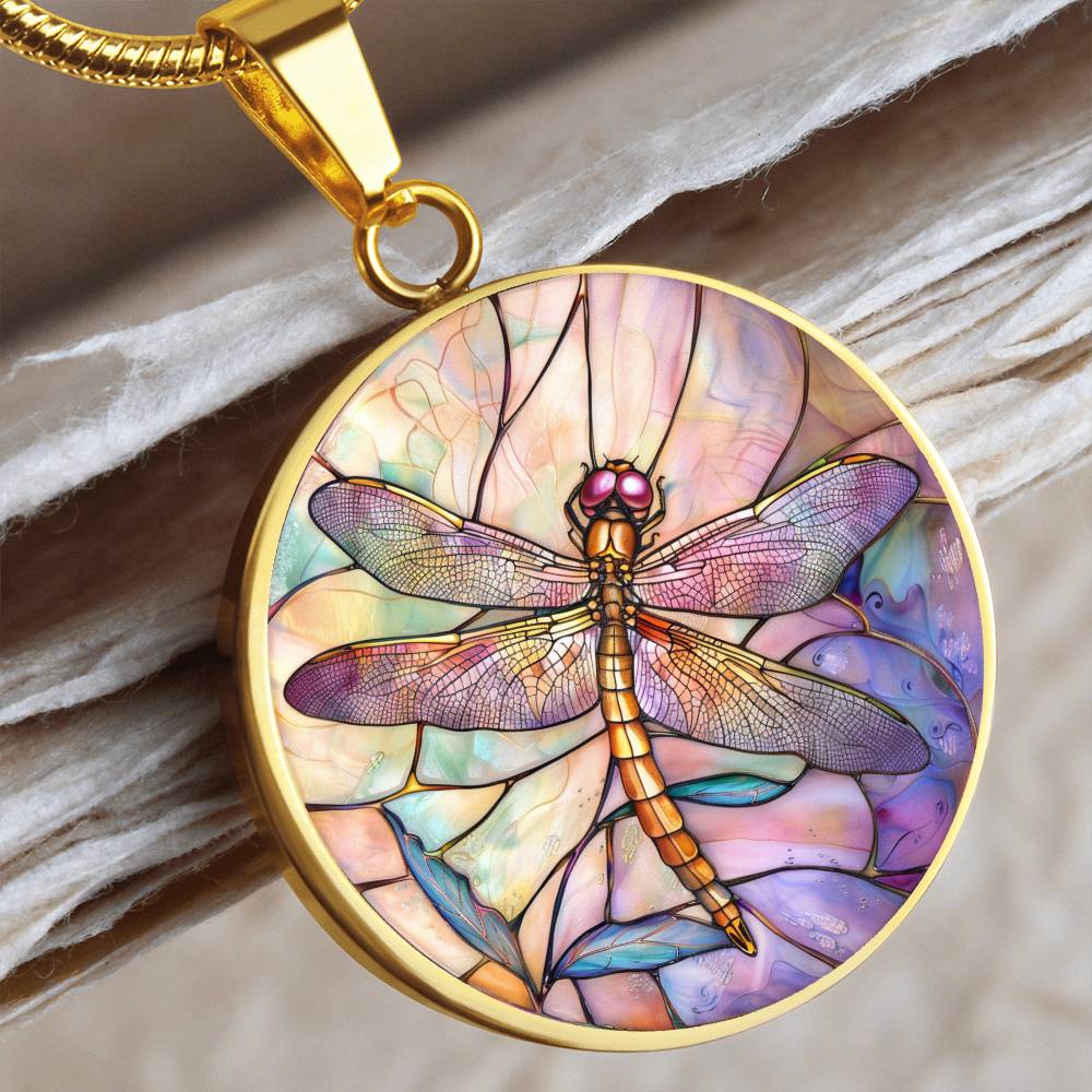 Dragon Fly Stained Glass Effect Pendant | Dragonfly Necklace