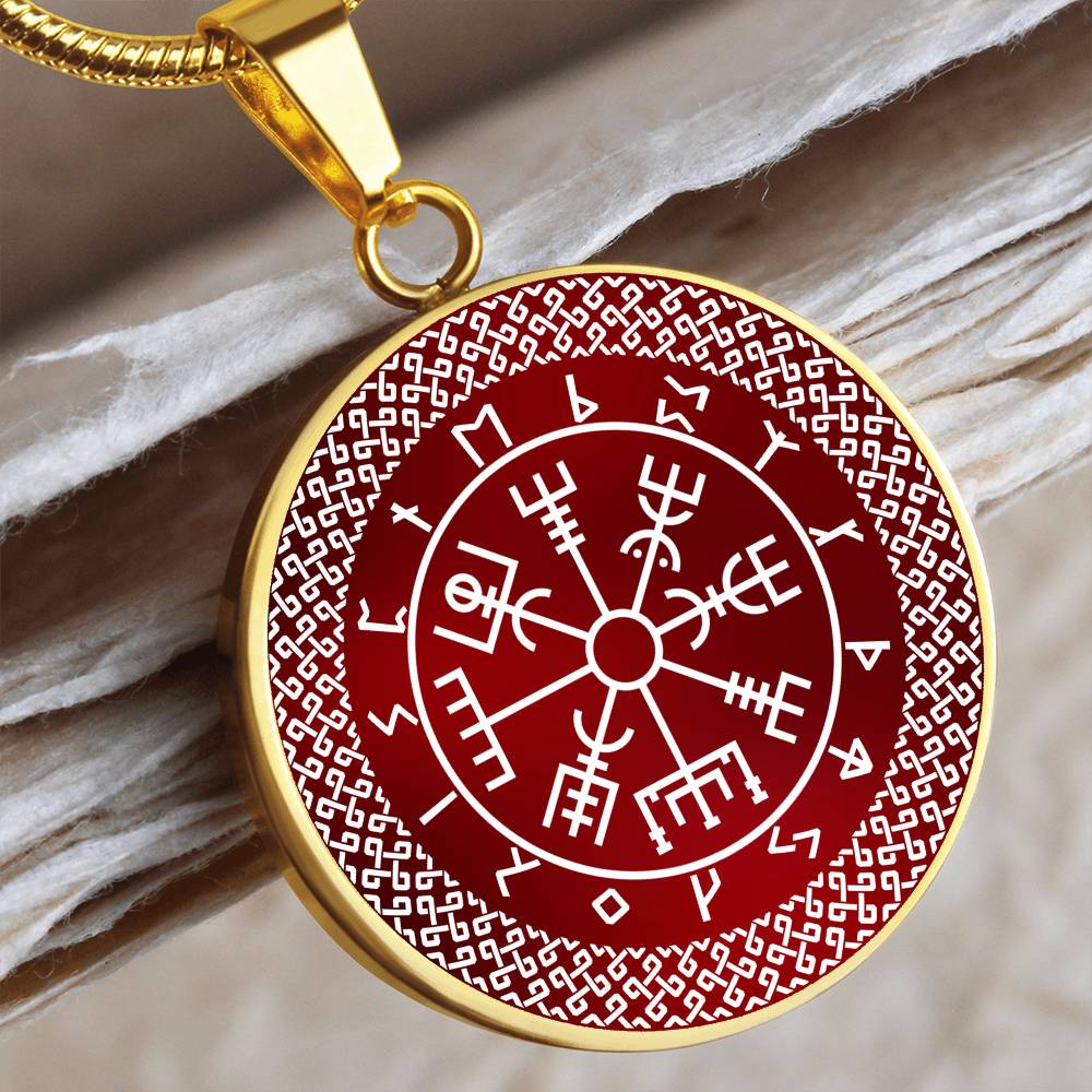 Vegvisir Pendant | Wayfinder Viking Compass Necklace | Norse Runes Necklace | Nordic Pagan Protection Amulet