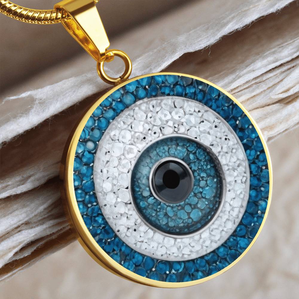 Turkish Evil Eye Charm Pendant | Protection Jewelry | Good Luck Charm Eye Necklace | Evil Eye Pendant Chain | Faux Pave Diamond Look