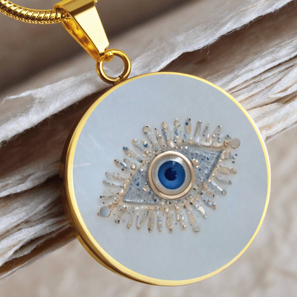Good Luck Charm Eye Necklace | Turkish Evil Eye Charm Pendant | Evil Eye Pendant Chain | Faux Pave Diamond Look