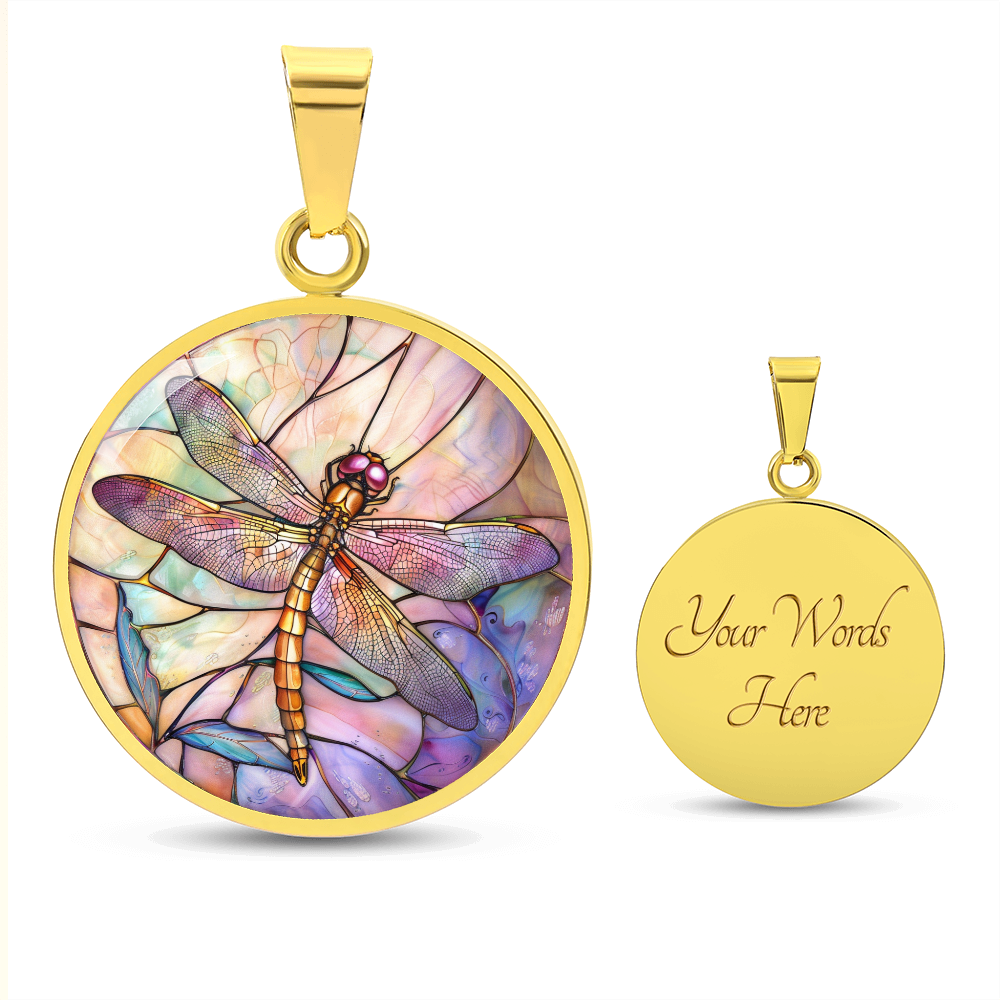 Dragon Fly Stained Glass Effect Pendant | Dragonfly Necklace