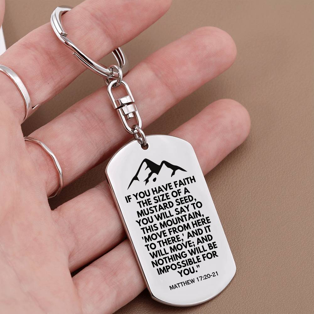 Move Mountains Keychain, Christian Gift, Mustard Seed Quote, Matthew 17:20