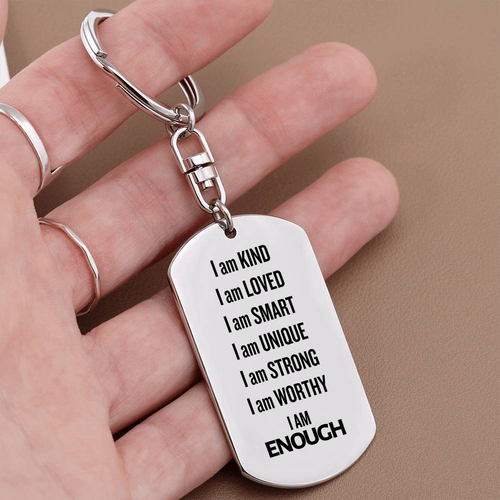 Self Love Keychain, Mental Health Gift,  I am Enough, Support Gift