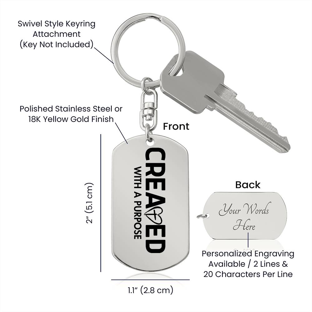 Created With a Purpose keychain | Christian Keychain | Christian Gift | Faith Gift