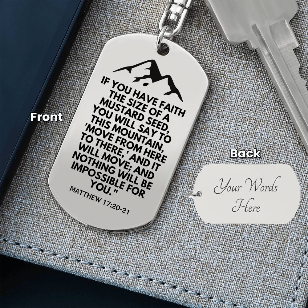 Move Mountains Keychain, Christian Gift, Mustard Seed Quote, Matthew 17:20