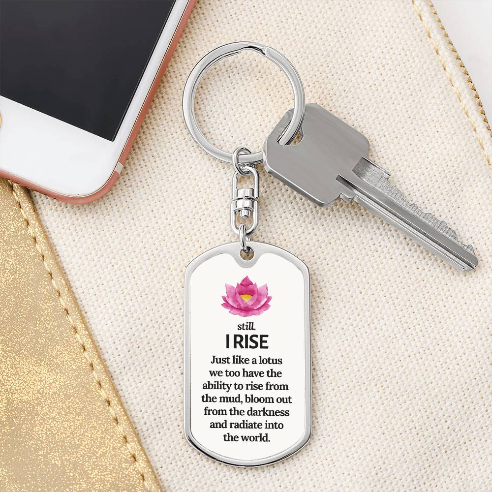 Lotus "I RISE" keychain, Break Up Gift, New beginnings gift, empowering keychain