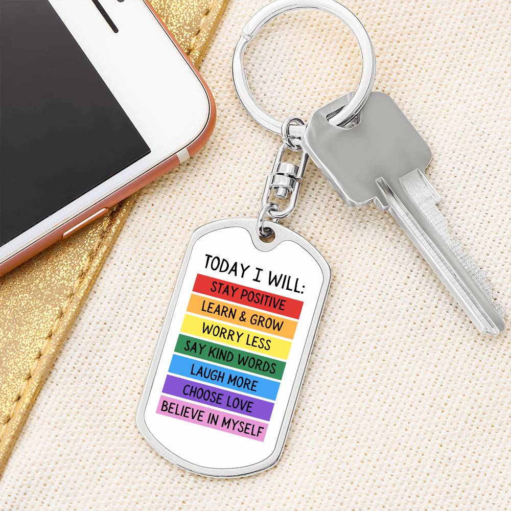Today I Will Positive Quote Keychain, Kids Affirmation Art, Affirmation Gift