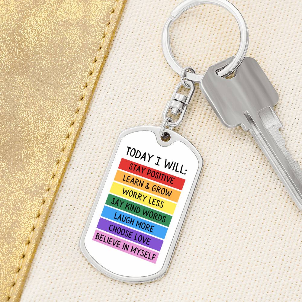 Today I Will Positive Quote Keychain, Kids Affirmation Art, Affirmation Gift