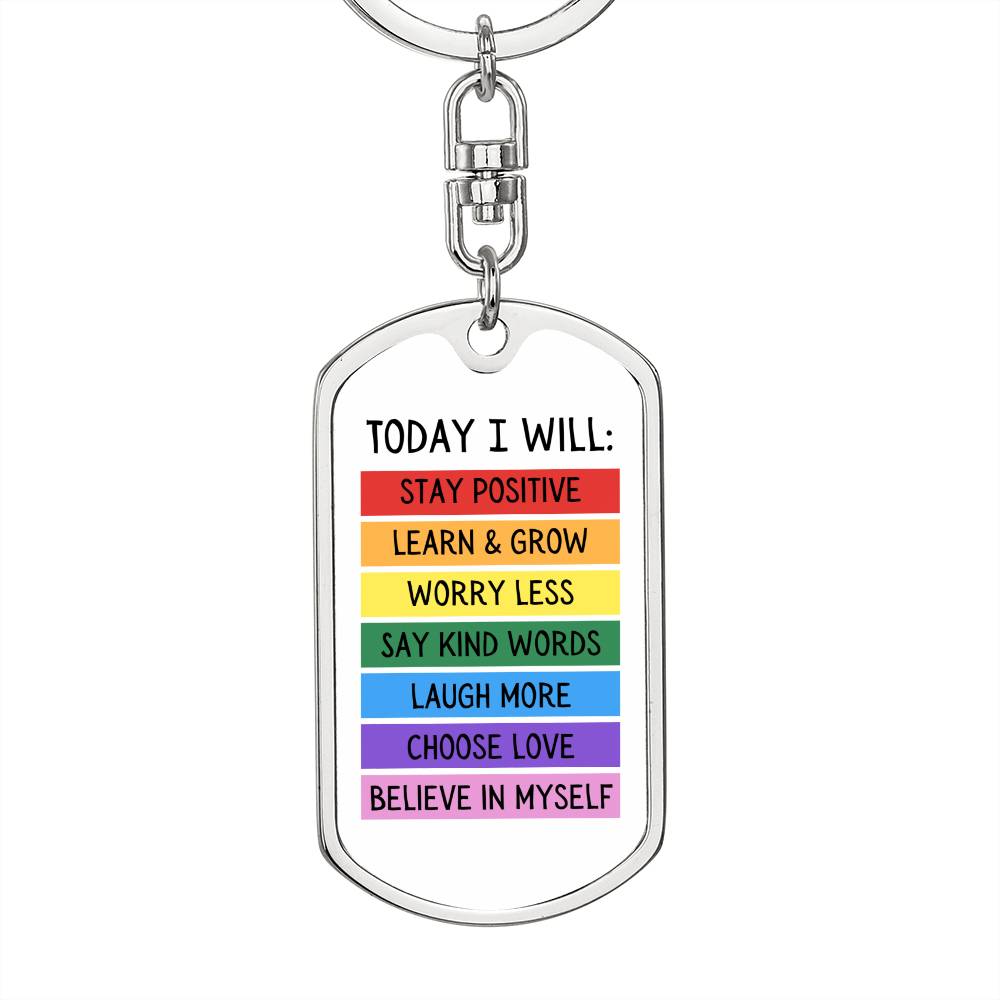Today I Will Positive Quote Keychain, Kids Affirmation Art, Affirmation Gift