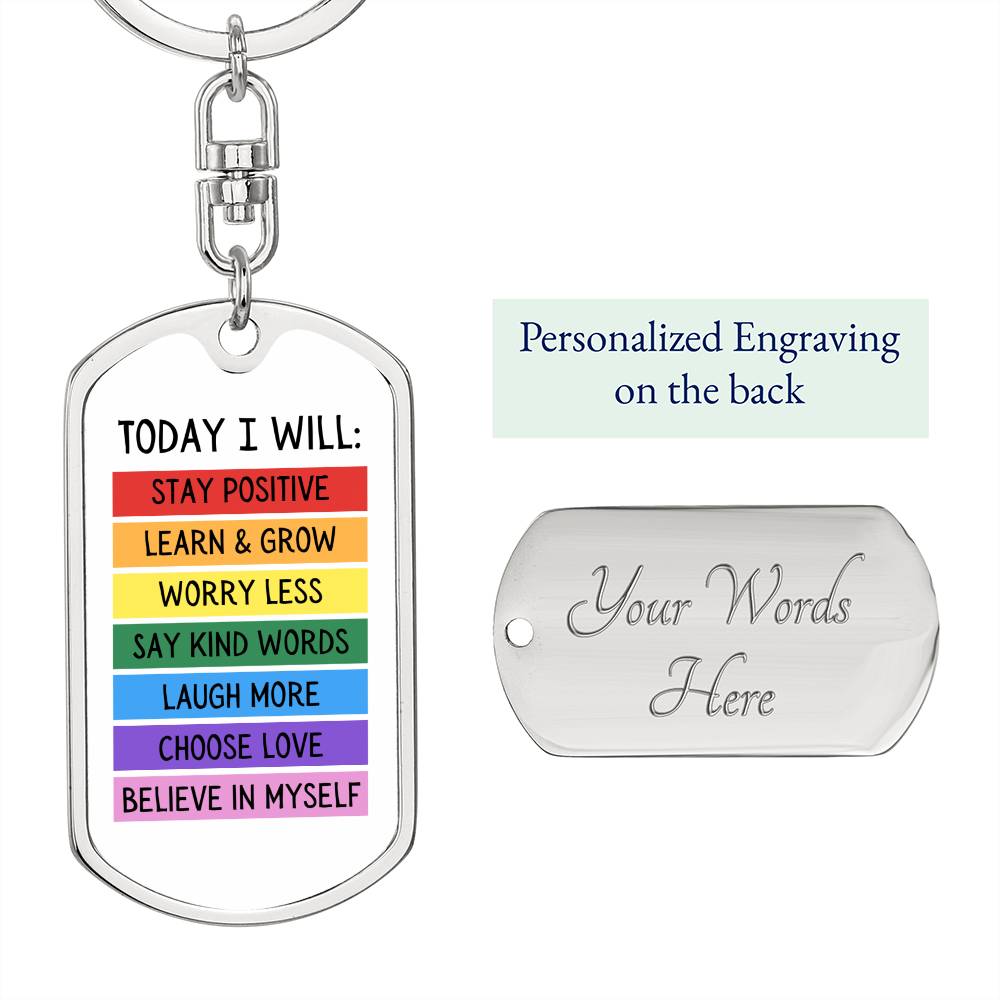 Today I Will Positive Quote Keychain, Kids Affirmation Art, Affirmation Gift