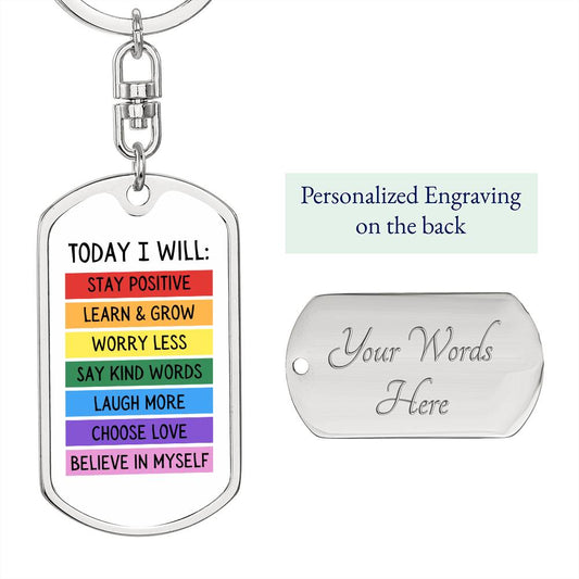Today I Will Positive Quote Keychain, Kids Affirmation Art, Affirmation Gift