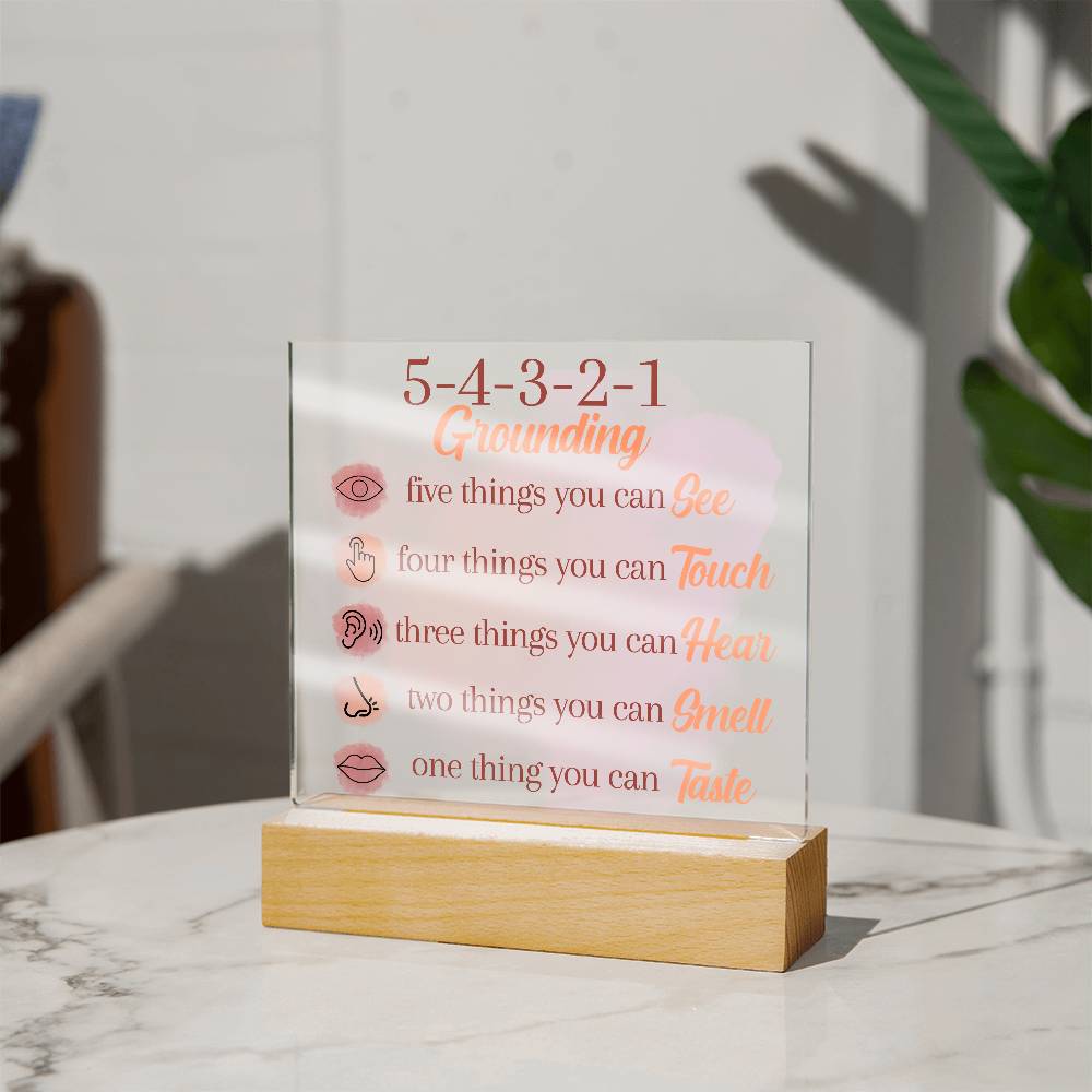 5-4-3-2-1 Mindfulness Sign, Mental Health Sign, Grounding Technique | Gift for Therapist