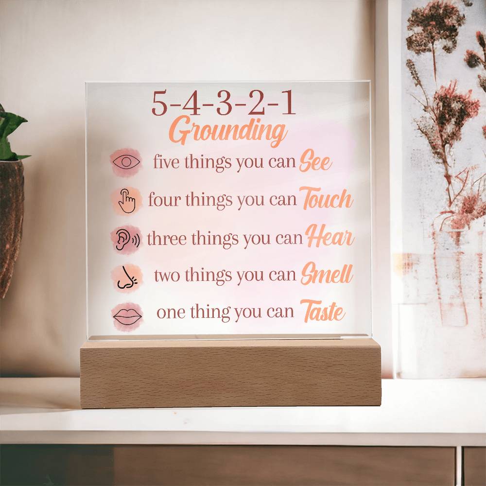 5-4-3-2-1 Mindfulness Sign, Mental Health Sign, Grounding Technique | Gift for Therapist