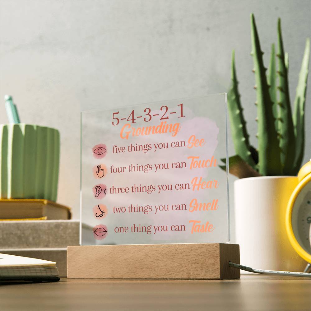 5-4-3-2-1 Mindfulness Sign, Mental Health Sign, Grounding Technique | Gift for Therapist