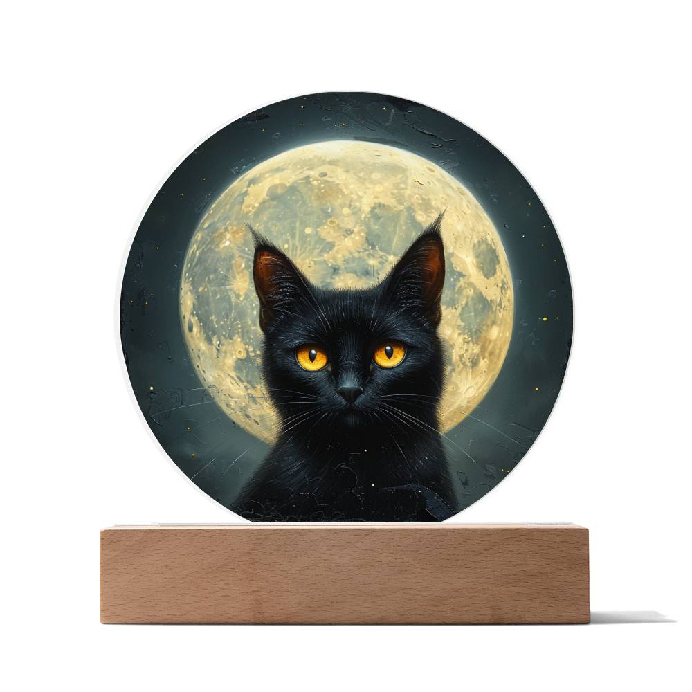 Cat Night Light - Celestial Cat Lamp - Acrylic Cat Art