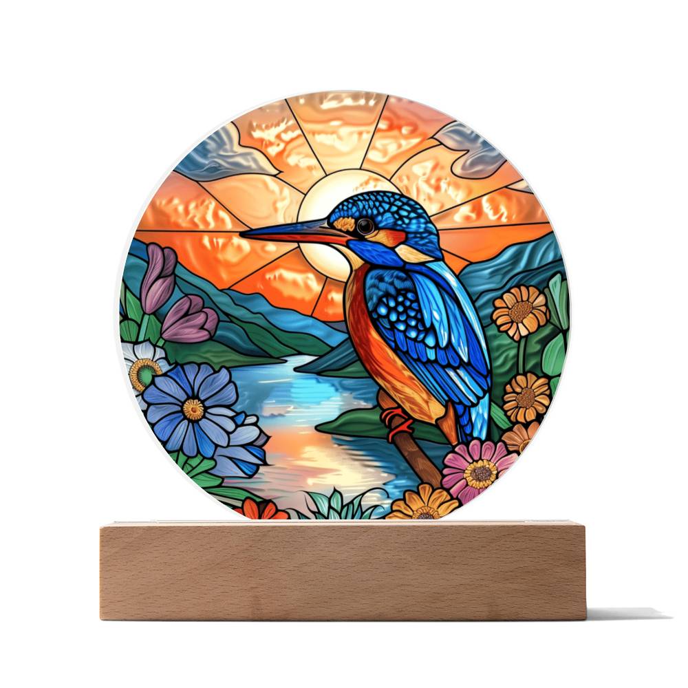 Hummingbird Faux Stained Glass Acrylic Plaque | Garden Decor | Suncatcher Indoor Decor | LED Mood light | Hummingbird Lovers Gift