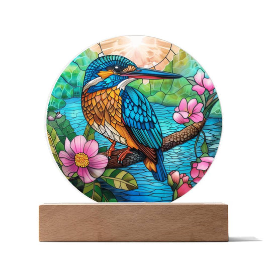 Hummingbird Faux Stained Glass Acrylic Plaque | Garden Decor | Suncatcher Indoor Decor | LED Mood light | Hummingbird Lovers Gift